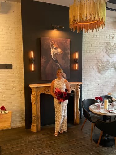 Customer photo review of Sutton Gown by Marchesa Notte - RENTAL