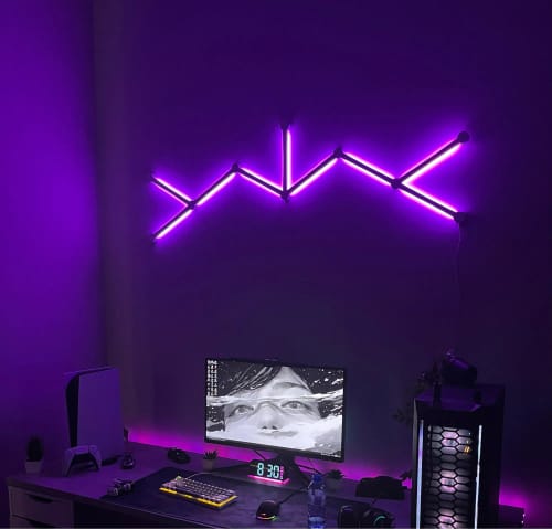 Customer photo review of Splicing Light DIY Atmosphere Light RGB Smart Wall Light Voice Control Lamp for Esports Room Bedroom Bar Decoration Night Light
