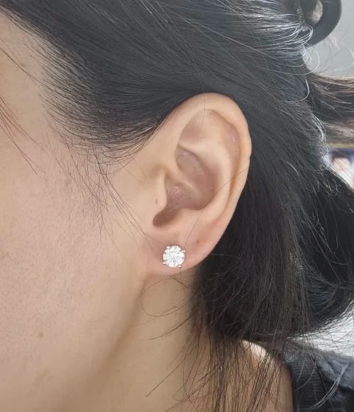 Customer photo review of Moissanite Diamond Stud Earrings
