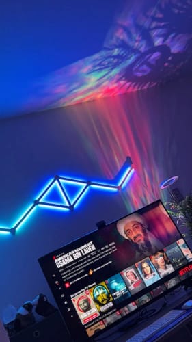 Customer photo review of Splicing Light DIY Atmosphere Light RGB Smart Wall Light Voice Control Lamp for Esports Room Bedroom Bar Decoration Night Light