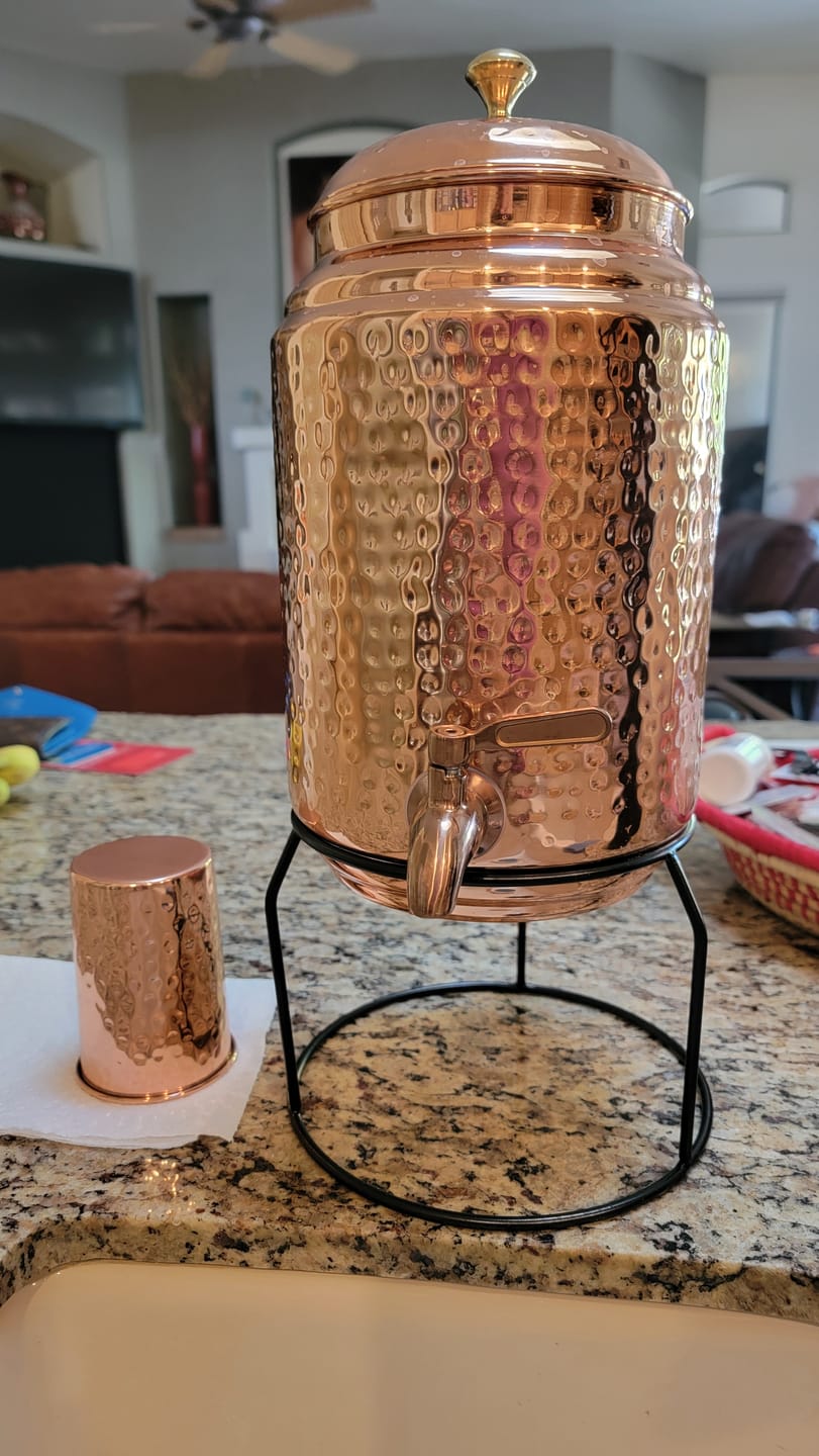 Customer photo review of 5L Pure Copper Water Dispenser with 100ml Cups & Stand