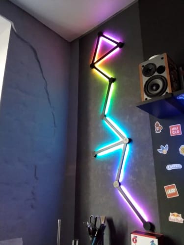Customer photo review of Splicing Light DIY Atmosphere Light RGB Smart Wall Light Voice Control Lamp for Esports Room Bedroom Bar Decoration Night Light