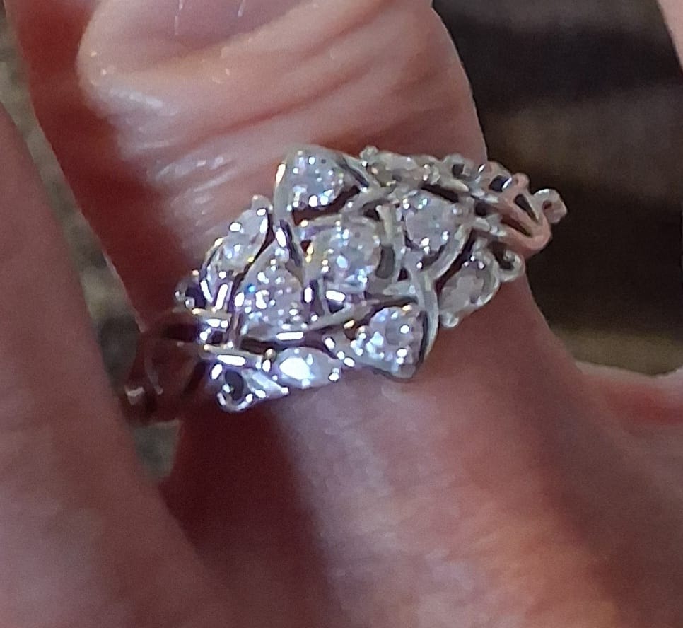 Customer photo review of Celtic Knot Moissanite Cluster Engagement Ring