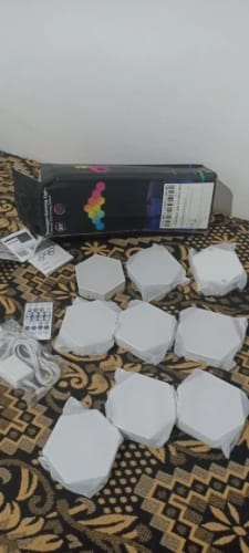 Customer photo review of RGB Intelligent Hexagonal Wall Lamp Color-changing Ambient Night Light DYI Shape Music Rhythm APP Control For Game Room Bedroom