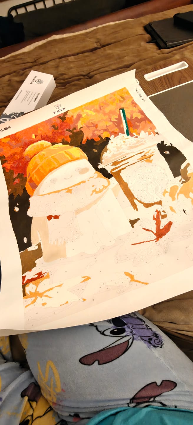 Customer photo review of Pumpkin spice ghost | Paint by Number