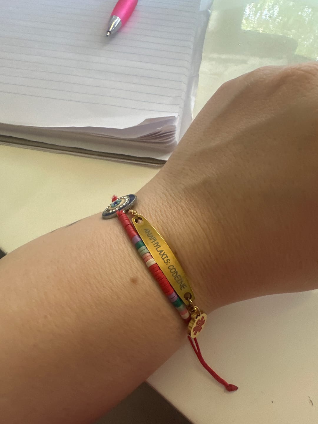 Customer photo review of Personalised Medical Alert Heart Link Bracelet - Gold Colour