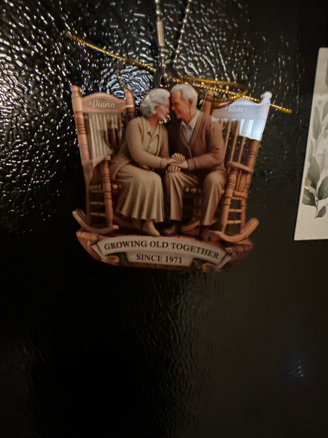 Customer photo review of Old Couple Sitting On Rocking Chairs Together Personalized Christmas Acrylic Ornament