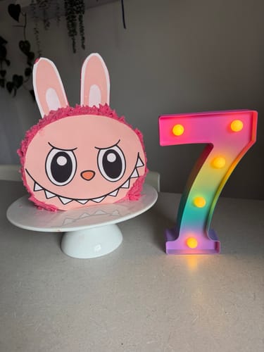 Customer photo review of Labubu Monster Face – Edible Icing Image