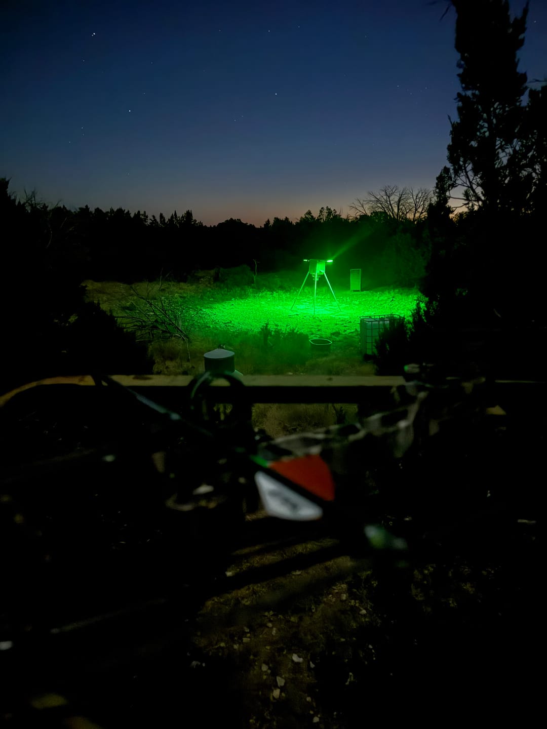 Customer photo review of Solar Green Feeder Light for Hunting -10,000 lumens (2 Pack)