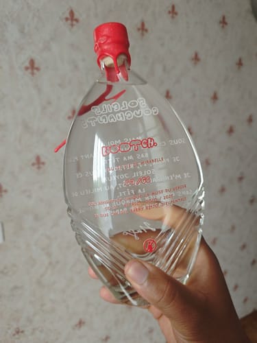 Customer photo review of SOLEILS COUCHANTS - Eau-de-vie de Mirabelle (2020) - Damejeanne Unique 66 Bouteilles