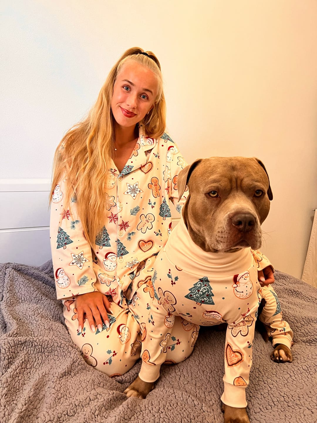 Customer photo review of Human Pajama Pants - Frosty Night