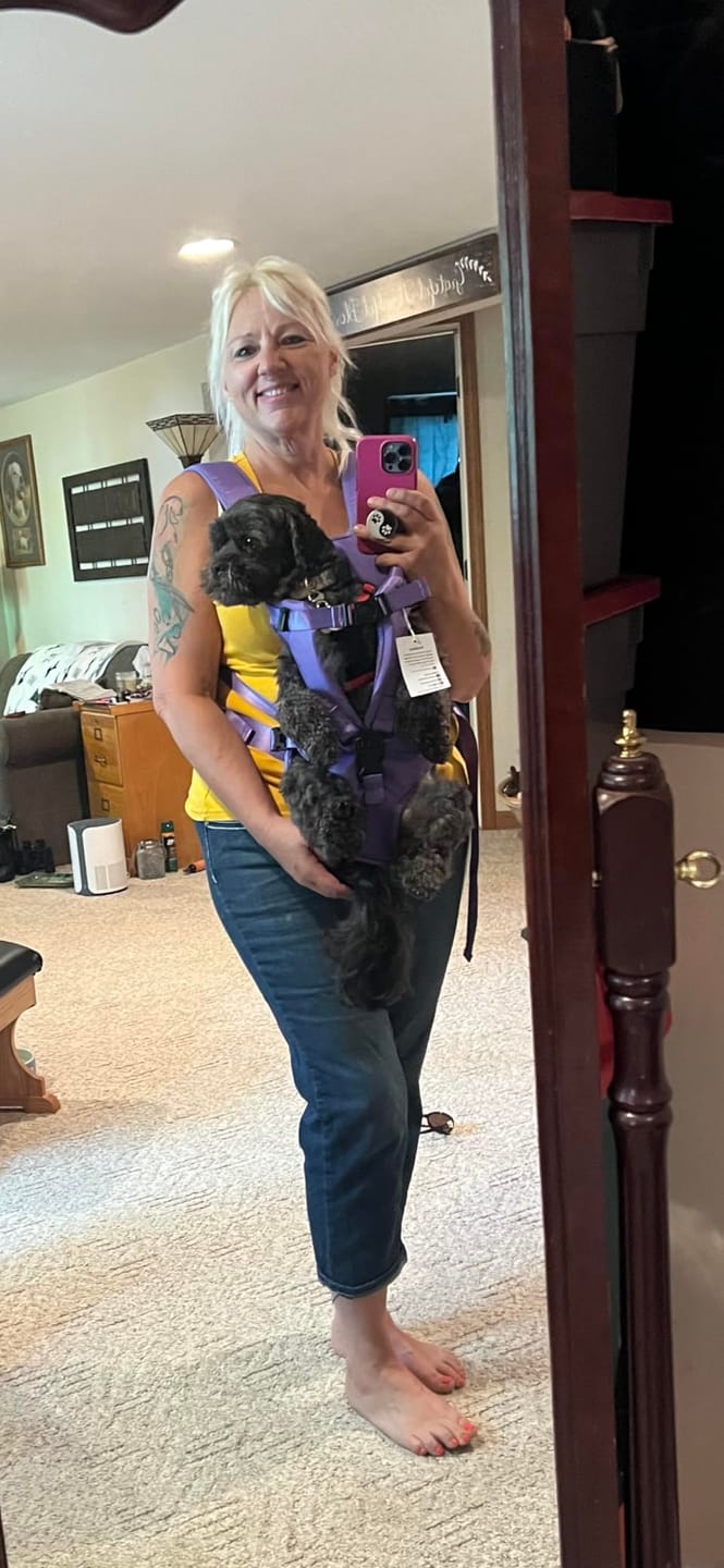 Customer photo review of DOGLEMI Hands-Free Carrier Backpack