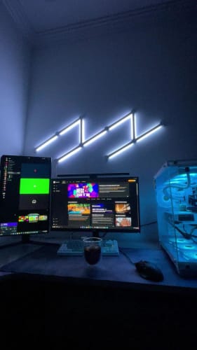 Customer photo review of Splicing Light DIY Atmosphere Light RGB Smart Wall Light Voice Control Lamp for Esports Room Bedroom Bar Decoration Night Light