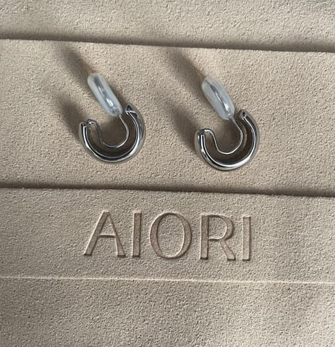 Customer photo review of Simple Huggie Clip On Earrings in Silver