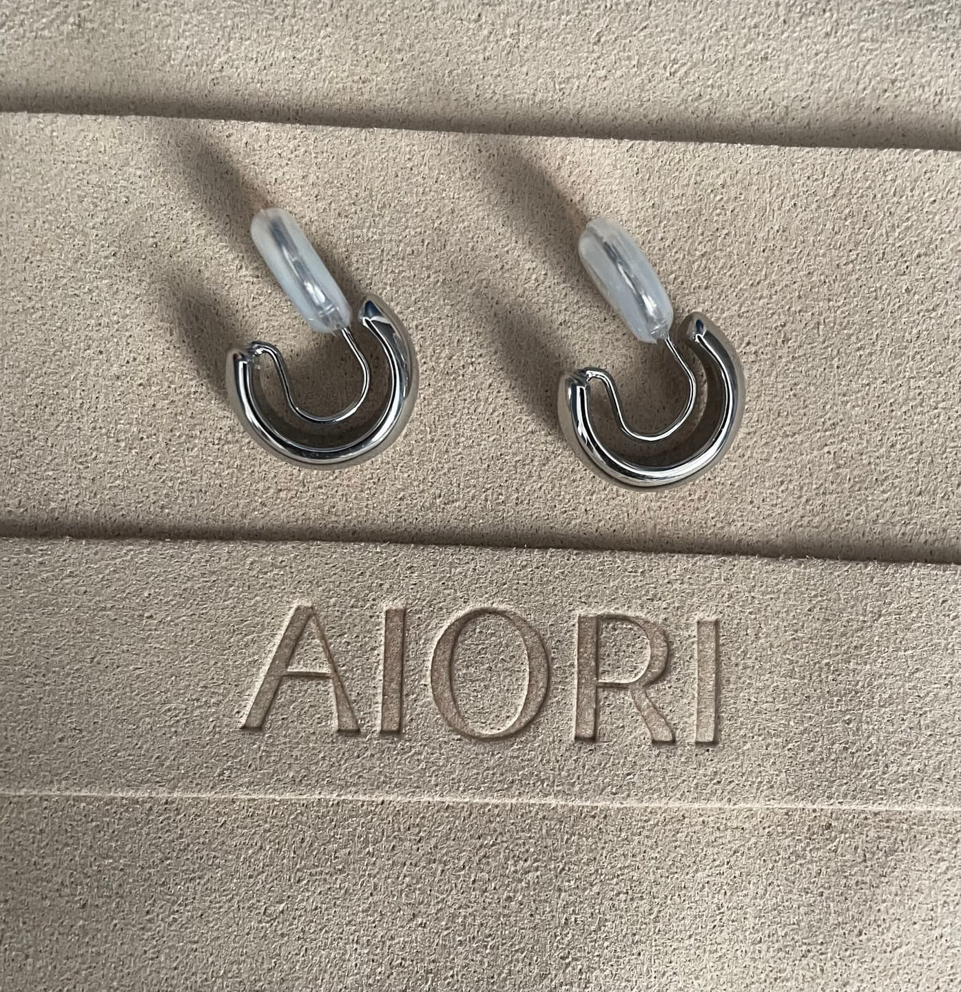 Customer photo review of Simple Huggie Clip On Earrings in Silver
