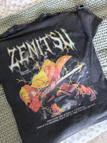 Customer photo review of Demon Slayer Thunder's Path Oversized Vintage T-Shirt