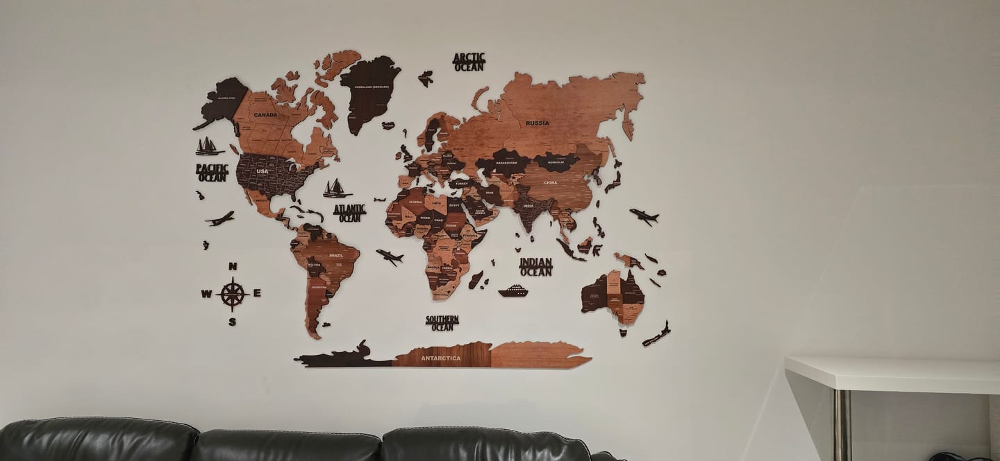 Customer photo review of 3D Wooden Texture Wooden Worldmap