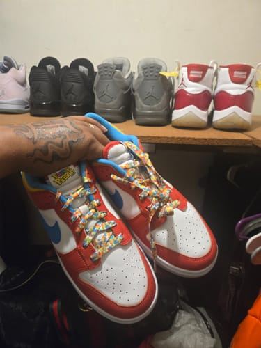 Customer photo review of Dunk Low QS LeBron James Fruity Pebbles SIZE 10M/11.5W