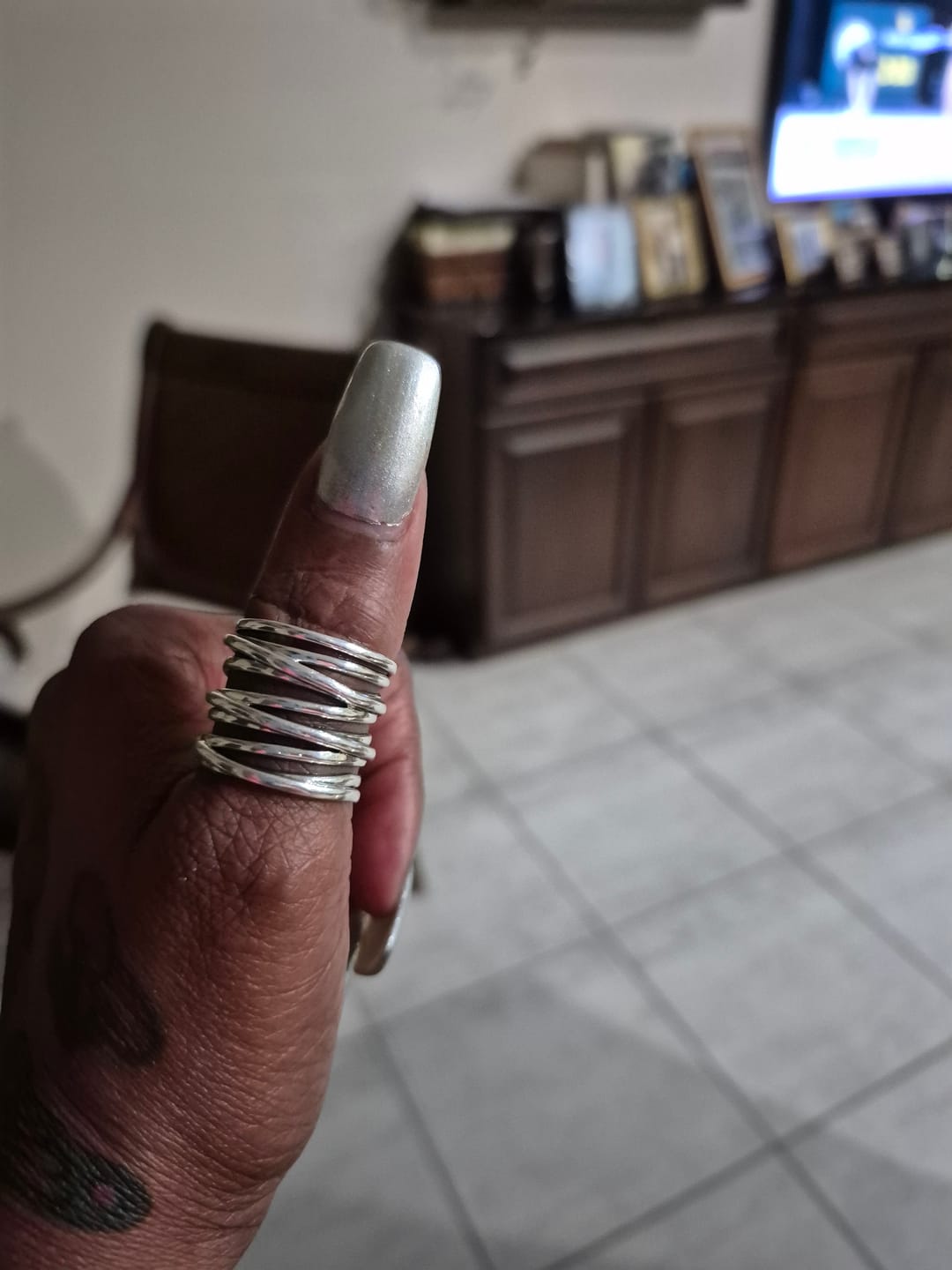 Customer photo review of Chunky Wrap Wide Band Ring Sterling Silver