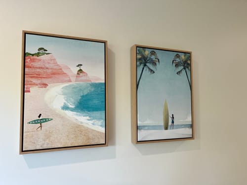 Customer photo review of Surf Girl, Palm Trees by Henry Rivers | Framed Canvas Art Print