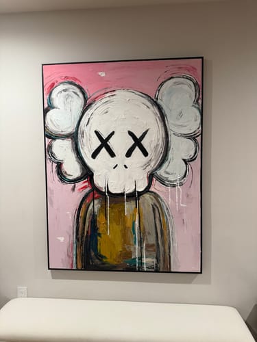 Customer photo review of KAWS-Inspired Pop Graffiti Art | XX-Eyes & Cloud-Ears Abstract Painting | Handmade Decor for Living Room/Bedroom