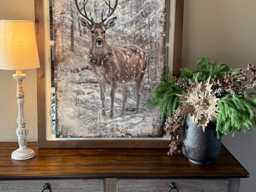 Customer photo review of Vintage Winter Deer Christmas Wall Art III
