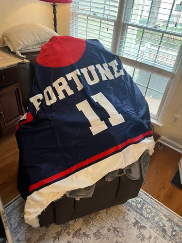 Customer photo review of Personalized Hockey Hooded Blanket