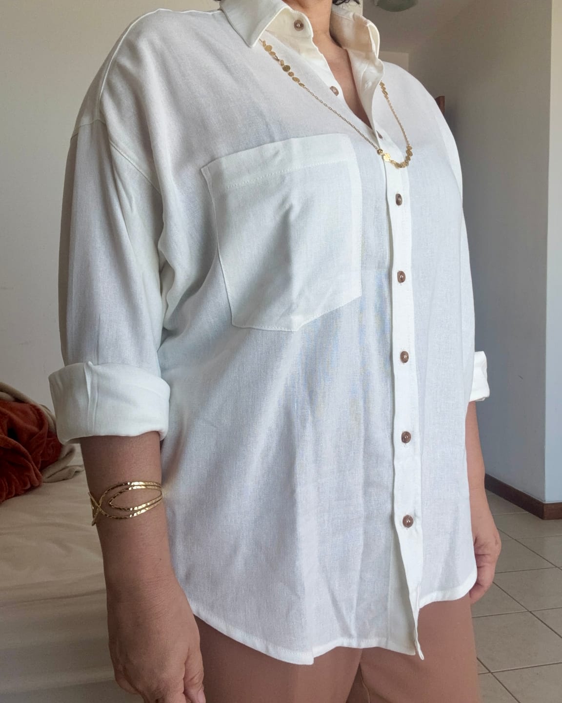 Customer photo review of Camisa Cupuaçu Off White