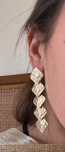 Reseña con foto de un cliente sobre Aros Largos Rombos Boho