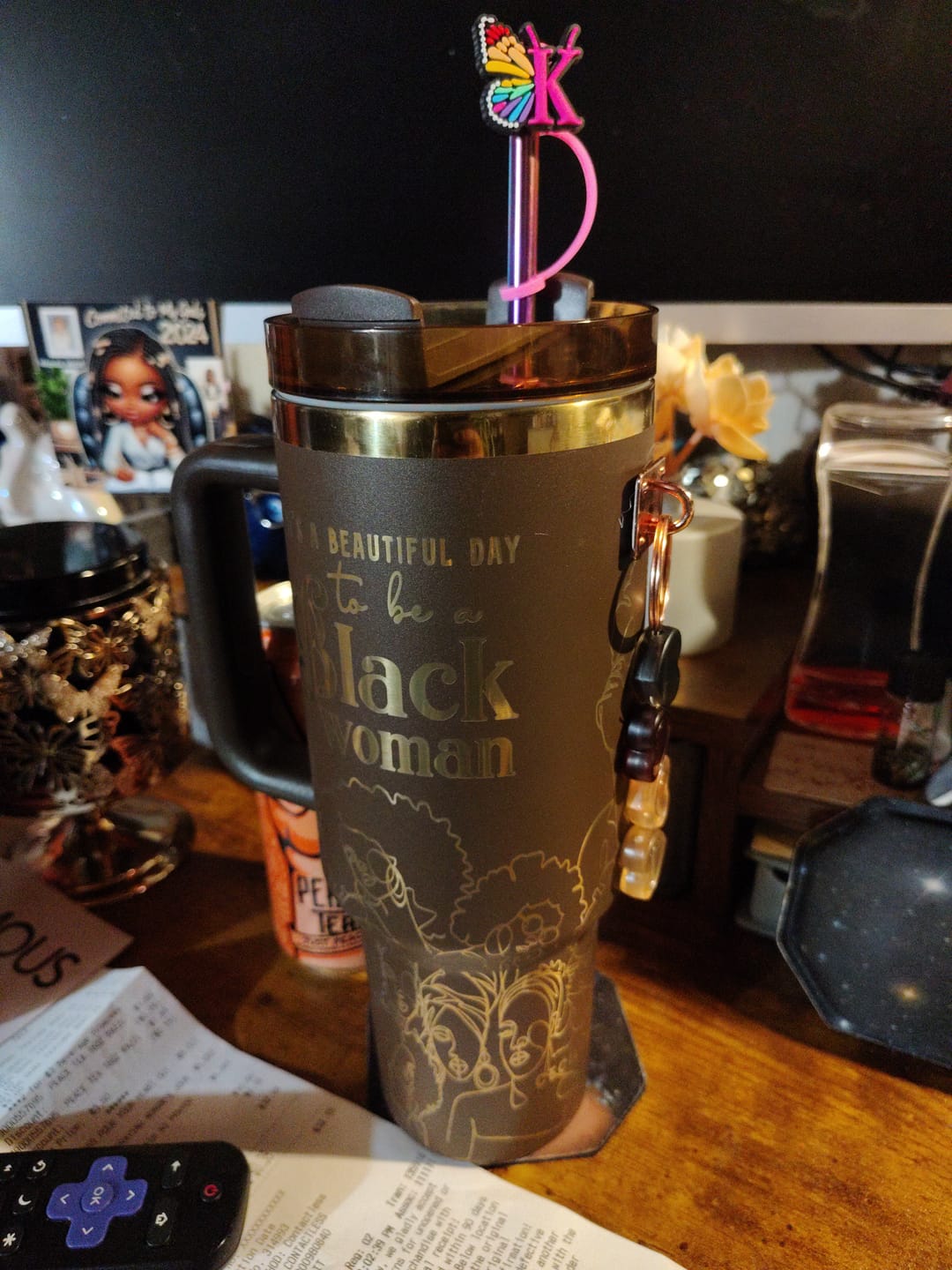 Customer photo review of Brown Sugar (4th Anniversary) 40oz Insulated Tumbler – "It's a Beautiful Day to be a Black Woman"