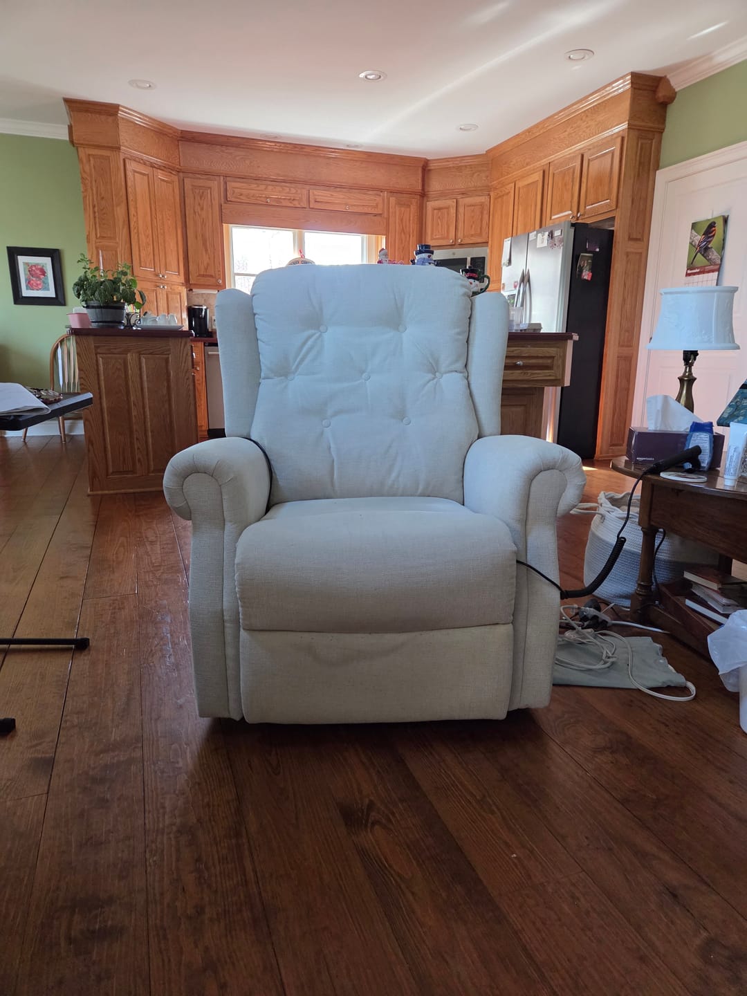 Customer photo review of 9199 Power Lift Recliner With Heat&Massage(Medium, Chenille Beige)