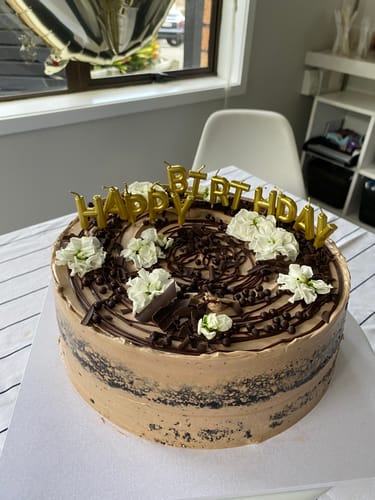 Customer photo review of double chocolate cake