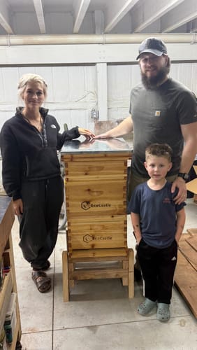 Customer photo review of BeeCastle Hives Wholesale (20 sets) BeeCastle 10 Frame Beeswax Dipped Beehive 2 Deep Bee hives, 1 Medium Box With Wooden Frame And Beeswax Foundation