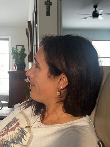 Customer photo review of Tiny Honey Bee Stud Earrings