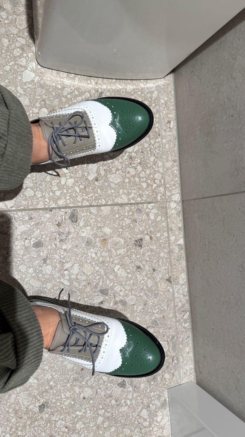 Customer photo review of Chaussures Oxford Femme Vert Gris Beige