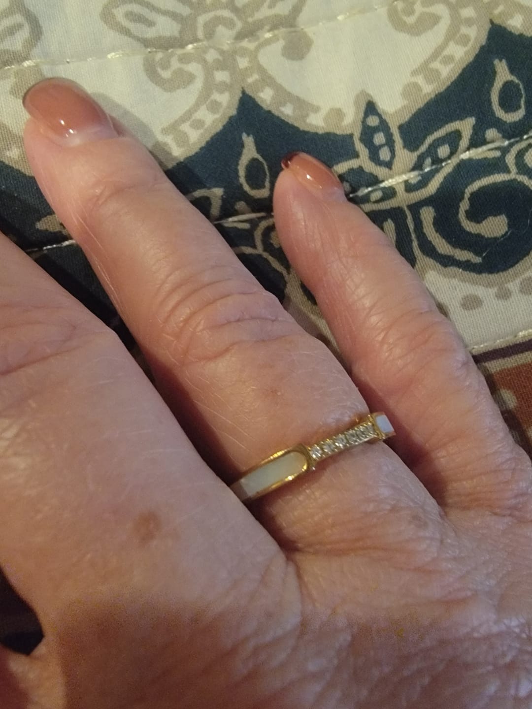 Customer photo review of Mother Of Pearl & Crystal Ring