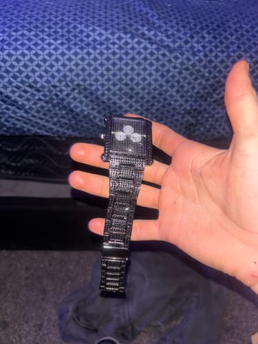 Customer photo review of Custom Rectangle Custom Black Bling Bling Watch