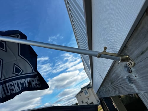 Customer photo review of Solid Brass Flagpole Mounting Bracket for 1" Diameter Flagpoles