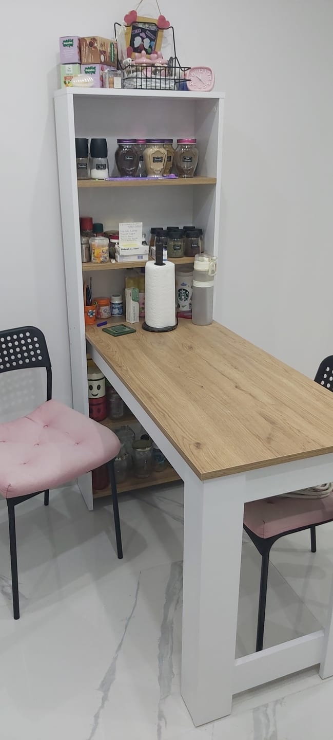 Customer photo review of Rani JA102 Masa Raflı Dekoratif Mutfak Yemek Masası Sepet Ceviz - Beyaz