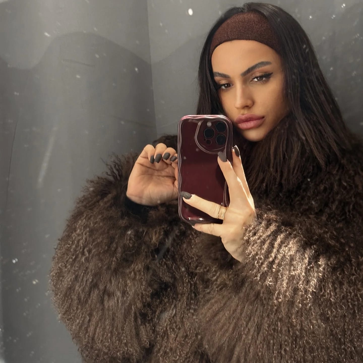 Customer photo review of Liza Fuzzy Faux Fur Coat