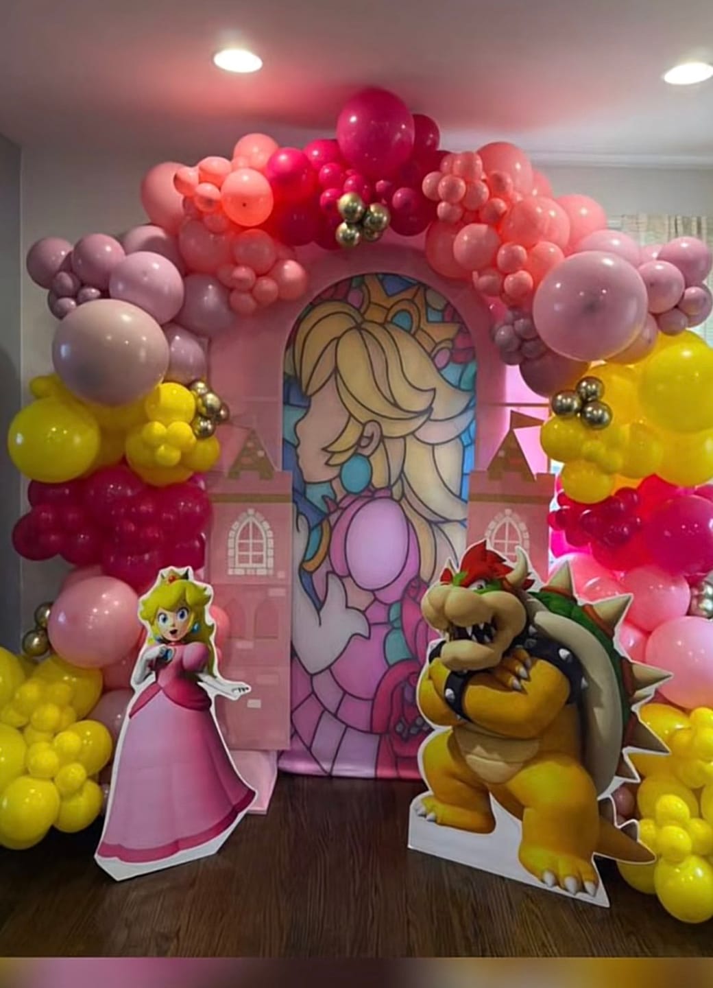 Customer photo review of Customize Size Super Peach Amiibo Princess Photo Background Cover Arch Theme Round Background Double Side Elastic Covers