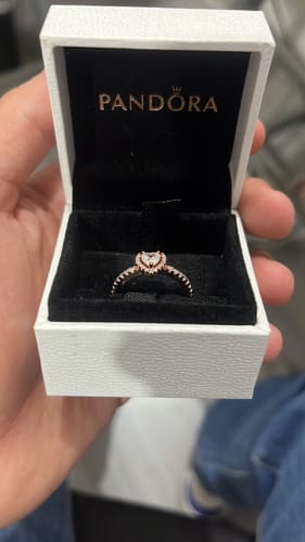 Customer photo review of ANILLO PANDORA PROMESA CORAZON BRILLANTE ELEVADO BLANCO ORO ROSA + KIT DE REGALO