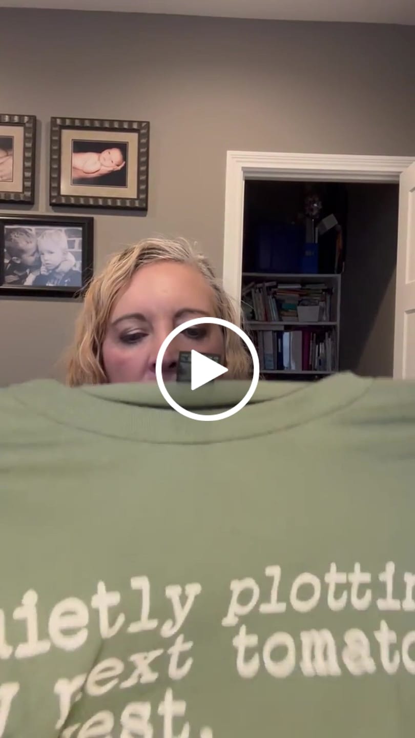 Customer video review of Quietly Plotting Tomato Harvest T-Shirt