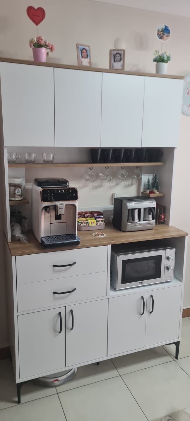 Customer photo review of Rani JE208 Çok Amaçlı Dolap 8 Kapaklı 2 Çekmeceli Kiler Mutfak Dolabı  Beyaz - Sepet Ceviz