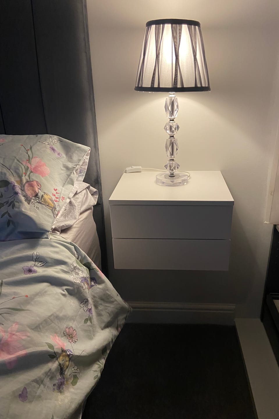 Customer photo review of Avignon Bedside Table with 2 Drawers in White