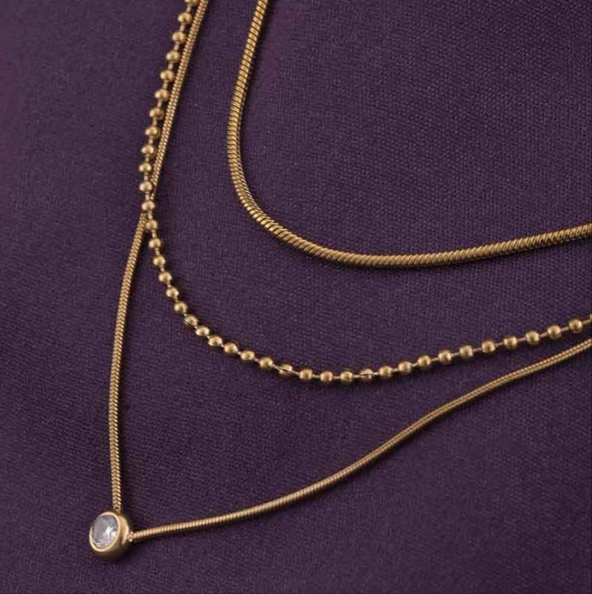 Customer photo review of Golden Layers With Stone Necklace