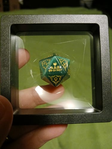 Adreena G. review of Custom Anniversary D20 Dice – Personalized D&D Gift image 1 out of 1