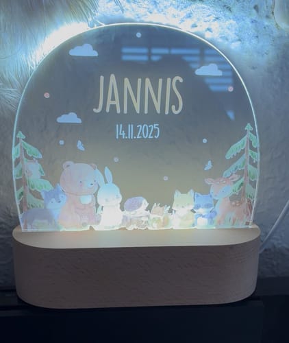 Customer photo review of Nachtlicht Kinder personalisiert - Niedliche Waldtiere