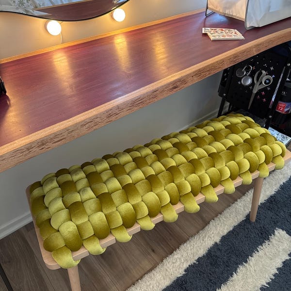 Customer photo review of Citron Velvet Woven Bench
