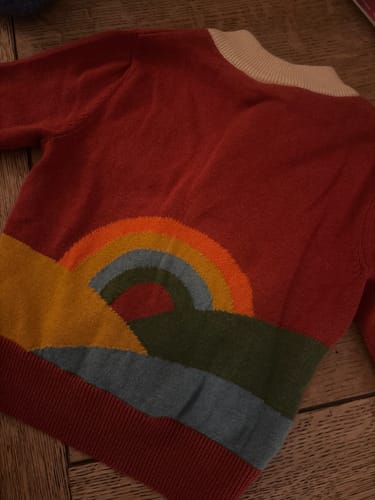 Customer photo review of From One To Another Rainbow Design Knitted Cardigan